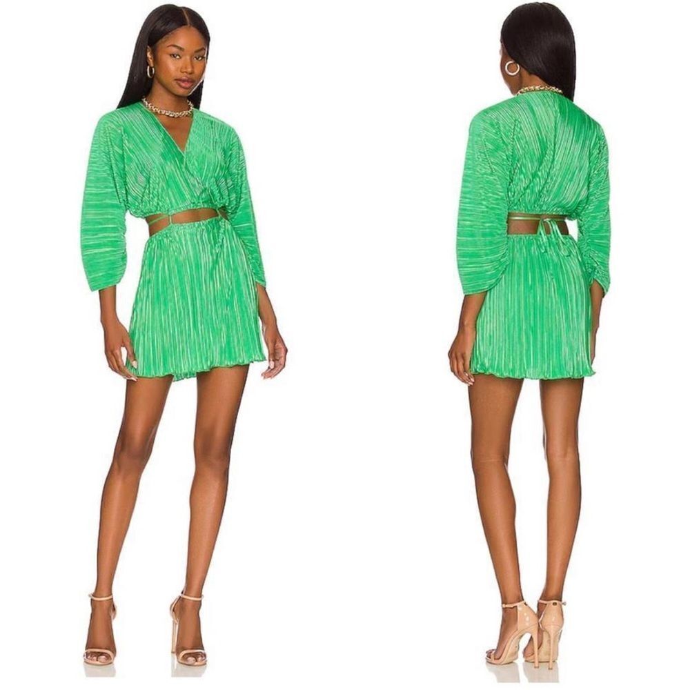 Good American Plisse Summer Sculpted Dress mini‎ size 5/6 2XL 3xl green